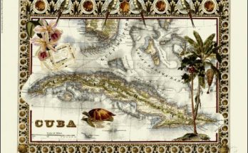 Tropical Map of Cuba Art Print
