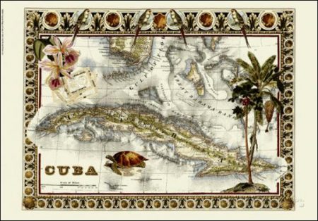 Tropical Map of Cuba Art Print