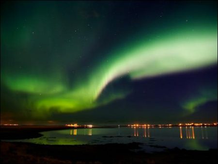 Reykjavik, Iceland: Aurora Borealis in the Sky