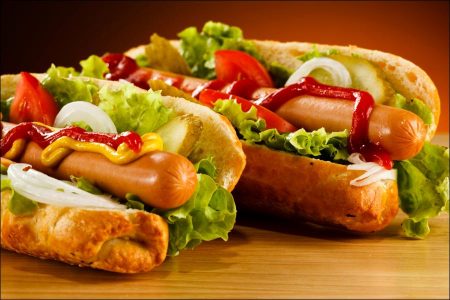 Two American Symbols: Hot Dog and Hamburger