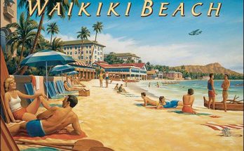 Hawaii: The Waikiki Beach the white sand shoreline